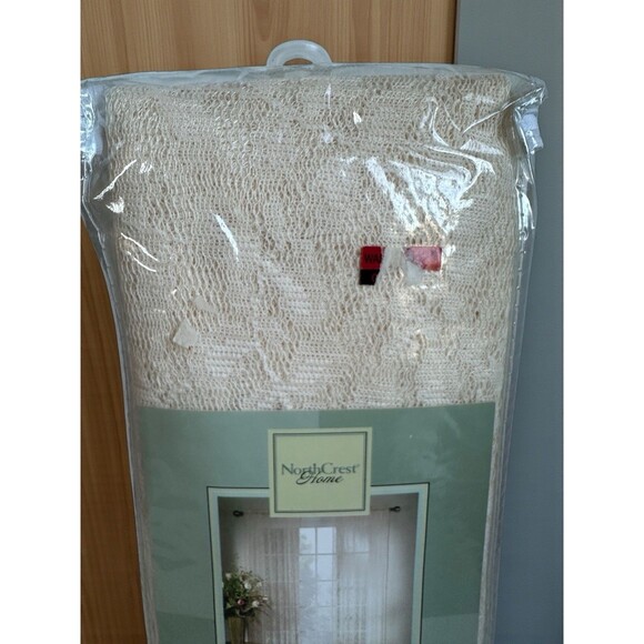 NorthCrest Vintage Lace Curtain Panel 60x84 Ivory Rod Pocket Sheer Window Panel - Picture 8 of 13